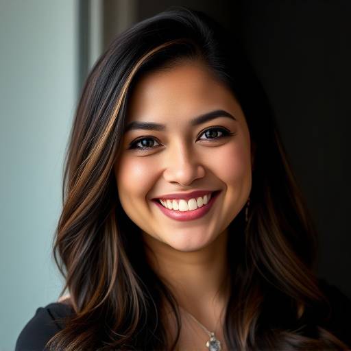 Headshot of Elena Rodriguez, the Lead Designer at Aurora Studios, smiling confidently.