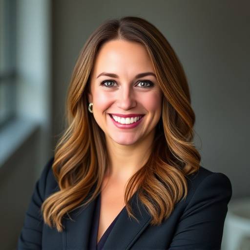 Professional picture of Sarah Johnson, the Marketing Director at Aurora Studios, looking professional.